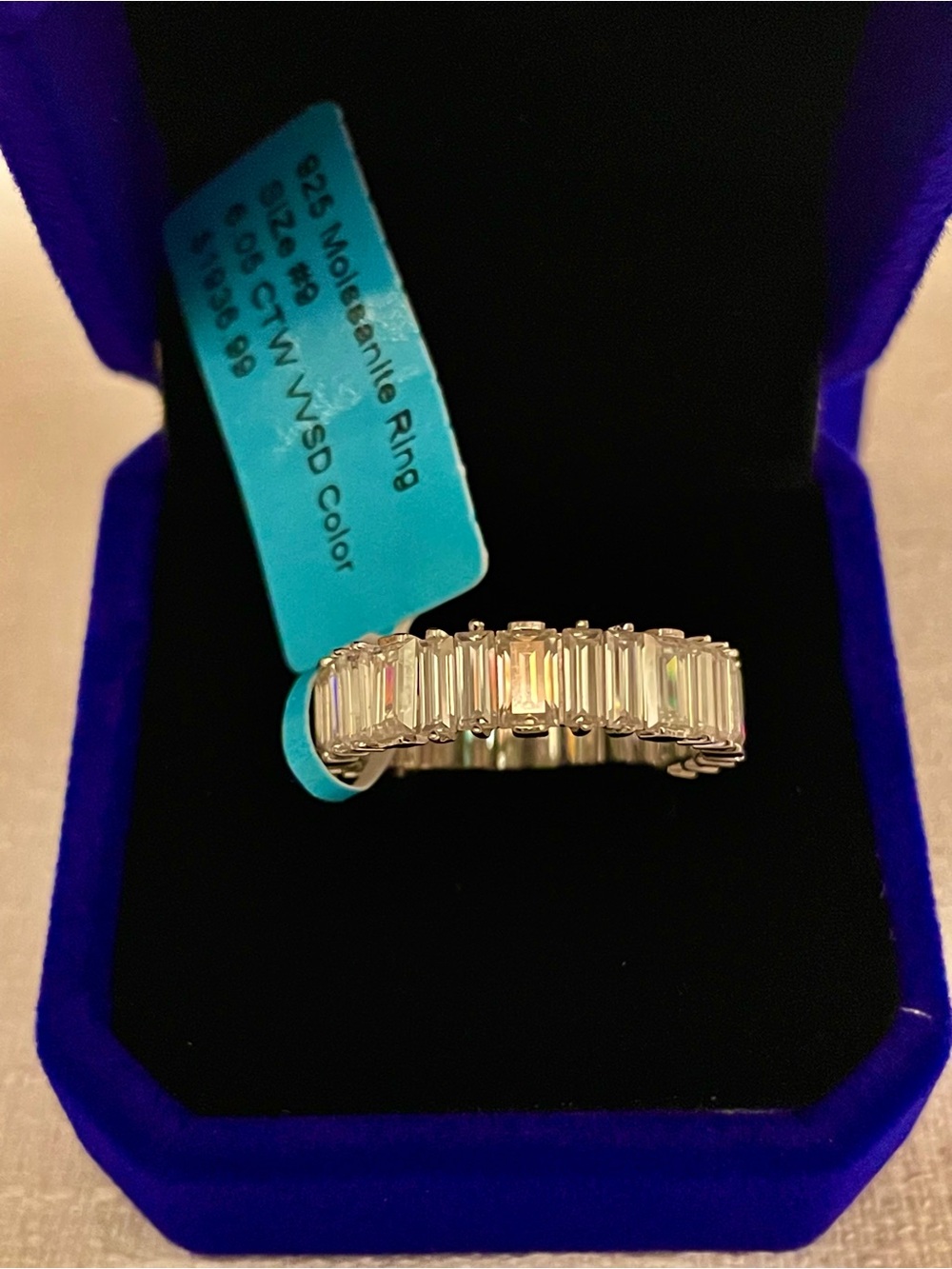 Sterling Silver Moissanite Eternity Ring - Women Jewelry,passes diamond tester